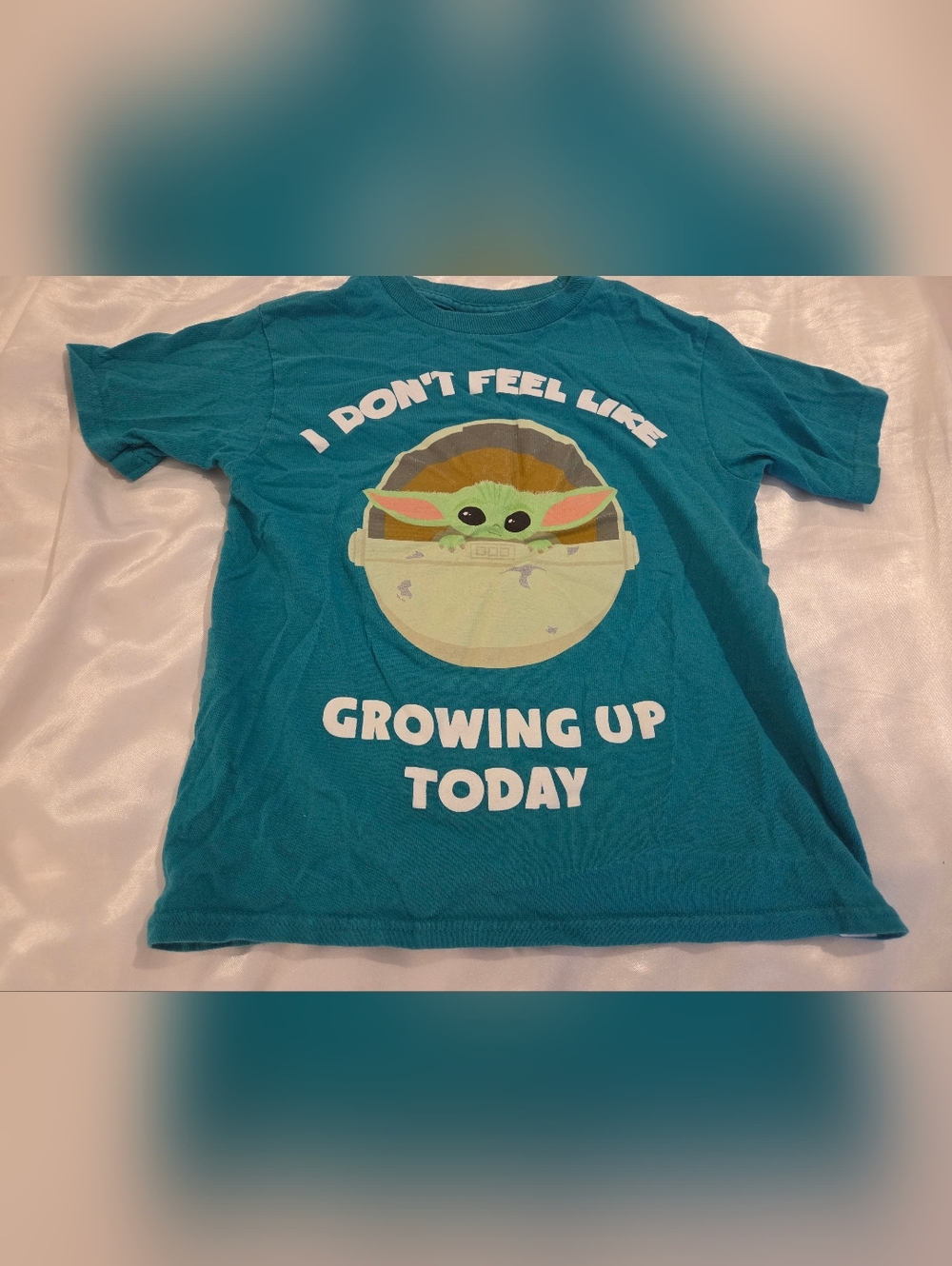 Star Wars Grogu Baby Yoda Shirt Kids Size 6/7 Teal Graphic Tee